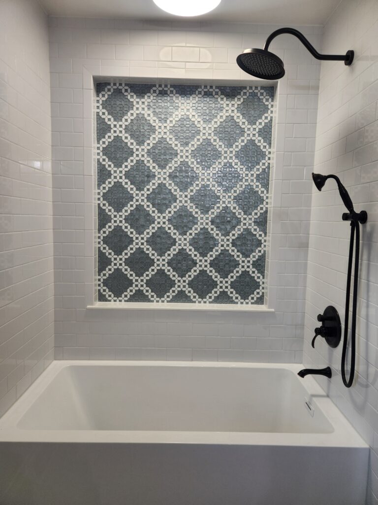 Gorgeous tile work in Winfield bathroom remodel